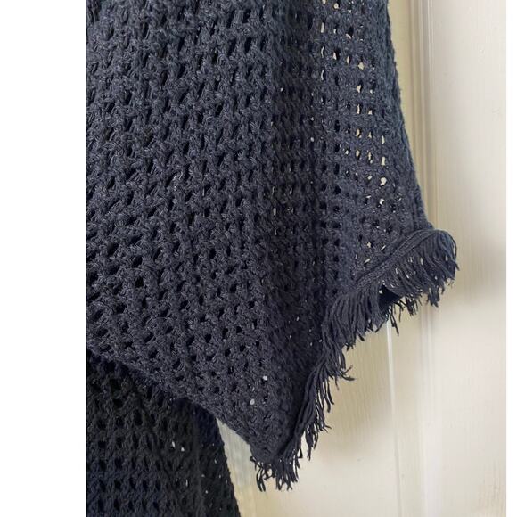 American Eagle Black Open Crochet Fringe Hem Cardigan Women's Size X-Small - Picture 5 of 7